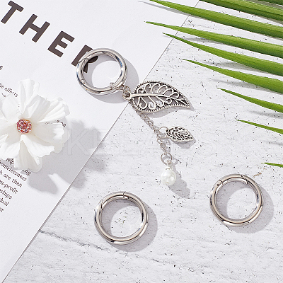 4Pcs 304 Stainless Steel Spring Gate Rings STAS-UN0045-72-1