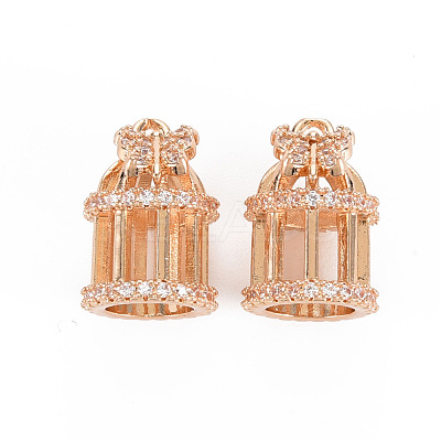 Rack Plating Brass Micro Pave Clear Cubic Zirconia Pendants X-KK-T060-17-RS-1