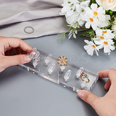 8-Slot Acrylic Rings Jewelry Display Stands ODIS-WH0061-75-1