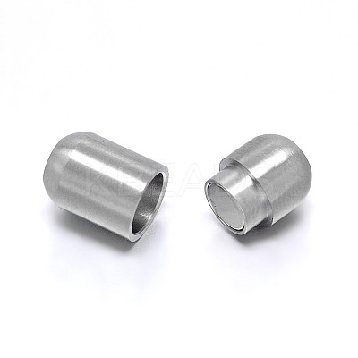 Tarnish Resistant Barrel 304 Stainless Steel Magnetic Clasps with Glue-in Ends X-STAS-D059-18B-1