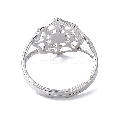 Non-Tarnish 304 Stainless Steel Spider Web Adjustable Rings for Women RJEW-I097-07P-1