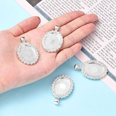 Oval Alloy Rhinestone Pendant Cabochon Settings X-ALRI-T354-01S-1