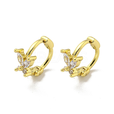 Brass Micro Pave Cubic Zirconia Hoop Earring EJEW-C088-01J-G-1