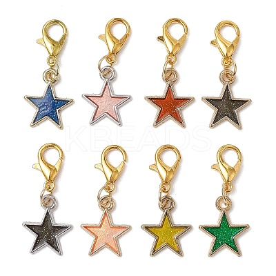 Star Alloy Enamel Pendants Decorations HJEW-JM01070-1