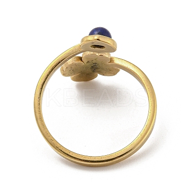 304 Stainless Steel with Natural Lapis Lazuli Ring Ion Plating(IP) RJEW-Z031-01E-01-1