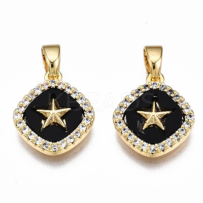 Brass Micro Pave Clear Cubic Zirconia Charms KK-T063-87-NF-1