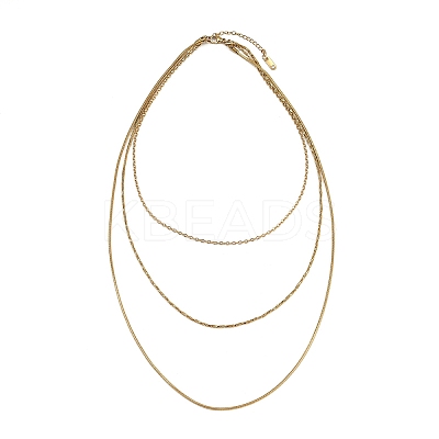 304 Stainless Steel Snake Chain 3 Layer Necklaces for Women LS-NJEW-A057-02D-G-1