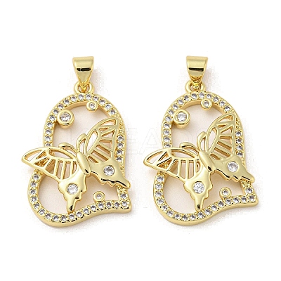 Rack Plating Brass Micro Pave Cubic Zirconia Pendants KK-F869-23G-1