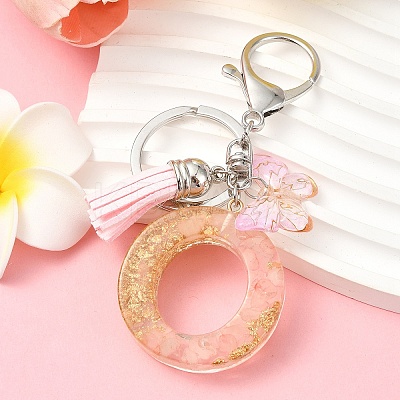Resin & Acrylic & Faux Suede Tassel Keychain KEYC-YW00123-15-1