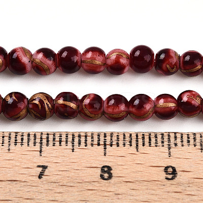 Baking Paint Glass Beads Strands DGLA-N010-4mm-07-1