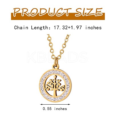 Clear Cubic Zirconia Tree of Life Pendant Necklace JN1048A-1
