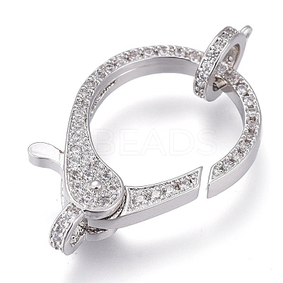 Brass Micro Pave Cubic Zirconia Lobster Claw Clasps ZIRC-M108-14A-P-1