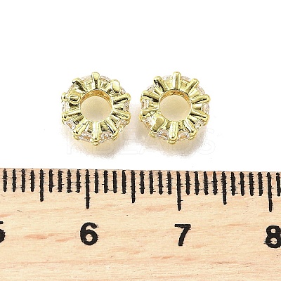 Brass Micro Pave Clear Cubic Zirconia Beads KK-K300-02C-G-1