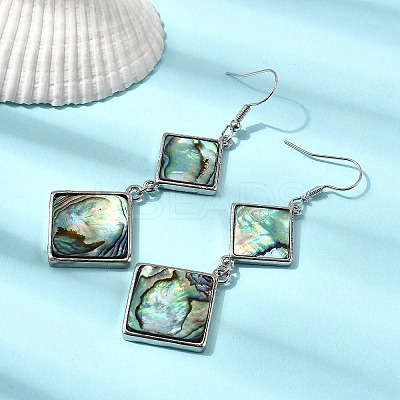 Brass Natural Abalone Shell Dangle Earrings EJEW-F388-01E-P-1