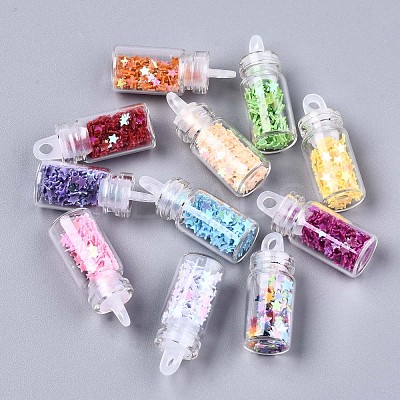 Glass Wishing Bottle Pendant Decorations X-GGLA-S036-05-1