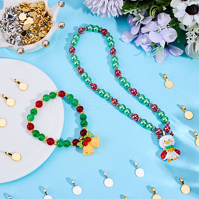 100Pcs 2 Color Tibetan Style Alloy Glue On Flat Pad Pendant Bails TIBE-SP0001-18-1