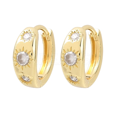Sun Brass Micro Pave Clear Cubic Zirconia Hoop Earrings EJEW-D348-19G-1