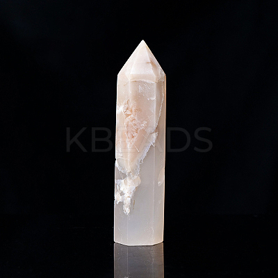 Natural Cherry Blossom Agate Pointed Prism Bar Home Display Decoration G-PW0007-101F-1