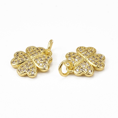 Brass Micro Pave Cubic Zirconia Charms KK-E068-VB113-1