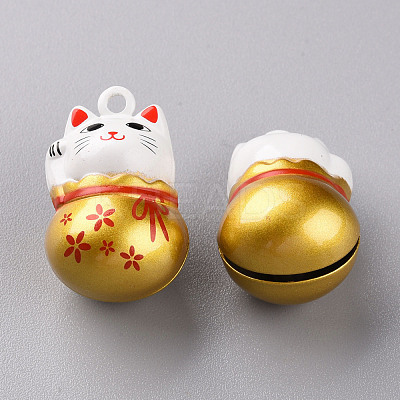 Baking Paint Brass Bell Pendants KKB-S002-010E-1