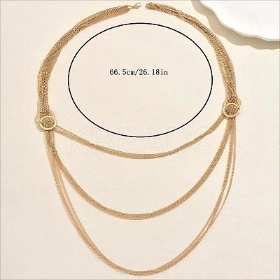Iron Metallic layered Chain Tassel Long Necklaces with Double Clasp Decor IV6162-1-1