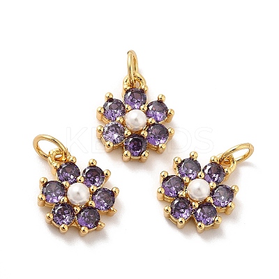 Rack Plating Brass Micro Pave Cubic Zirconia Charms KK-A160-22J-G-1