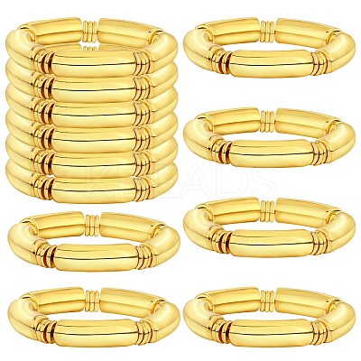6Pcs CCB Plastic Curved Tube Beaded Stretch Bracelet Sets BJEW-SW001583-01-1
