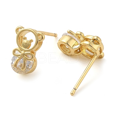 Rack Plating Brass with Cubic Zirconia Stud Earring EJEW-C079-07G-1