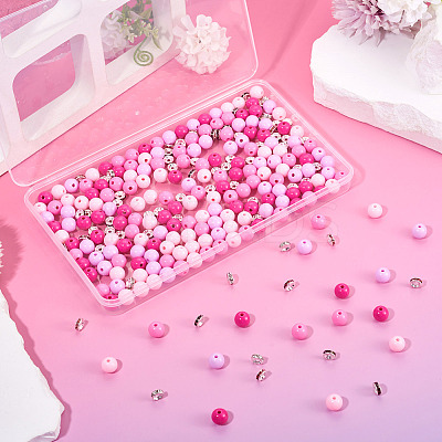 200Pcs 4 Colors Opaque Acrylic Beads MACR-TA0002-53-1