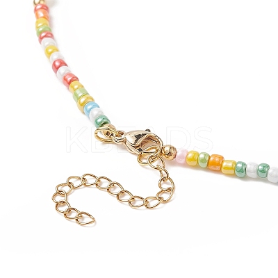 Natural Pearl & Glass Beaded Necklace for Women NJEW-JN04241-1