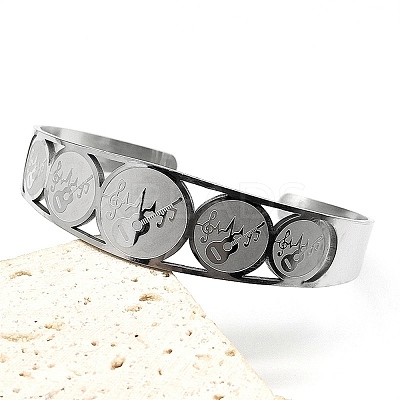 201 Stainless Steel Cuff Bangles for Women BJEW-F507-04P-1