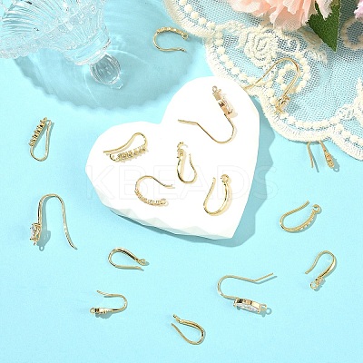 16Pcs 8 Styles Brass Earring Hooks KK-YW0003-83-1