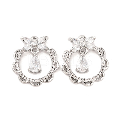 Brass Micro Pave Clear Cubic Zirconia Pendants KK-S389-08P-1