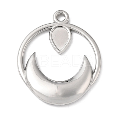 Moon 304 Stainless Steel Pendant Cabochon Setting STAS-P454-10P-1
