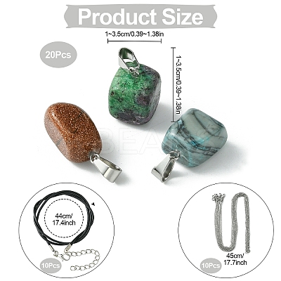 DIY Natural & Synthetic Mixed Gemstone Pendant Necklaces Making Kits DIY-YW0008-91-1