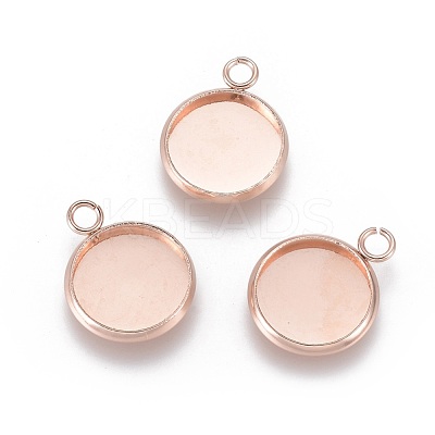 201 Stainless Steel Pendant Cabochon Settings STAS-F191-14RG-C-1