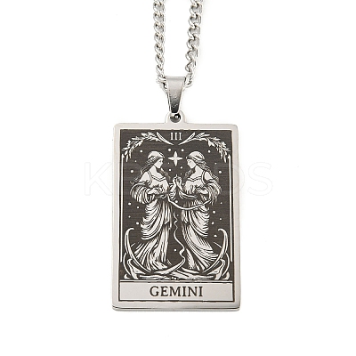 Non-Tarnish 304 Stainless Steel Tarot Pendant Necklaces NJEW-A026-01P-03-1