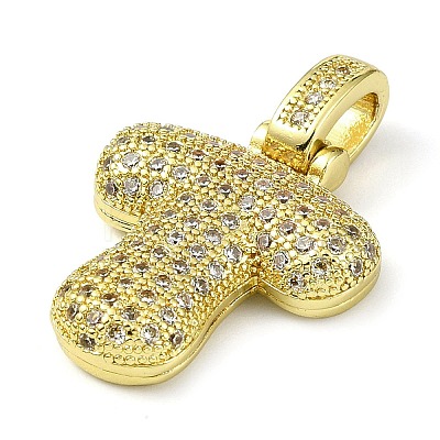 Brass Micro Pave Clear Cubic Zirconia Pendants KK-M279-01G-T-1