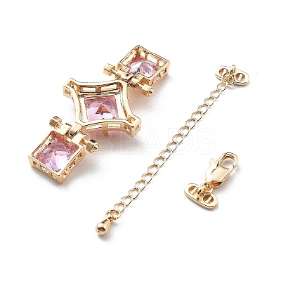 Brass & Cubic Zirconia & Glass Watch Band Clasps KK-G523-03G-02-1