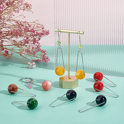 14Pcs 7 Colors Imitation Gemstone Style Two Tone Acrylic Big Pendants STAS-UN0037-69-1
