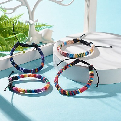 Ethnic Tribal Cloth Braided Bead Bracelet BJEW-JB07483-1