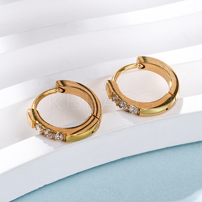 304 Stainless Steel Clear Cubic Zirconia Hoop Earrings EJEW-D331-18B-G-1