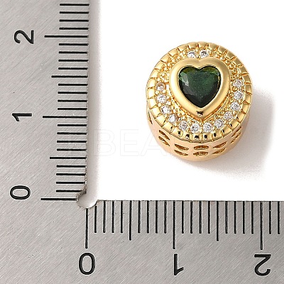 Heart Real 18K Gold Plated Brass Micro Pave Cubic Zirconia European Beads KK-G511-01G-01-1