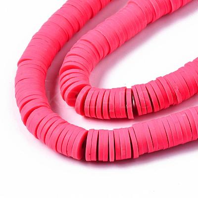 Flat Round Handmade Polymer Clay Beads CLAY-R067-10mm-25-1