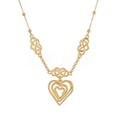 Valentine's Day 304 Stainless Steel Chinese Knot Heart Pendant Necklaces for Women WG6D189-01-1