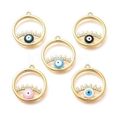 Brass Micro Pave Cubic Zirconia Pendants KK-U048-06G-1