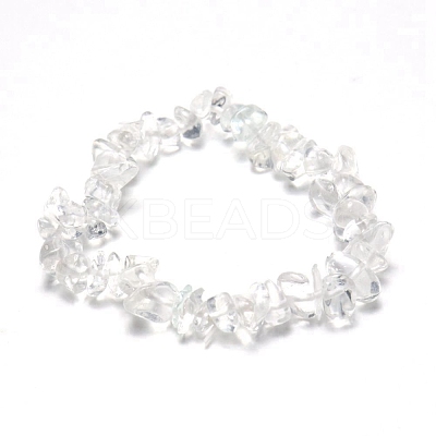 Synthetic Quartz Crystal Chips Beaded Stretch Bracelet for Women PW-WG72437-12-1