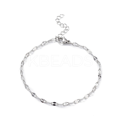 Non-Tarnish 304 Stainless Steel Dapped Link Chain Bracelets for Men Women STAS-B039-06P-1