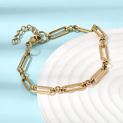 304 Stainless Steel Paperclip Chains Bracelet & Necklace Jewelry Sets SJEW-L199-21G-1