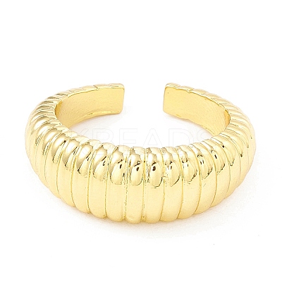 Rack Plating Brass Croissant Open Cuff Ring for Women X-RJEW-I083-04G-1